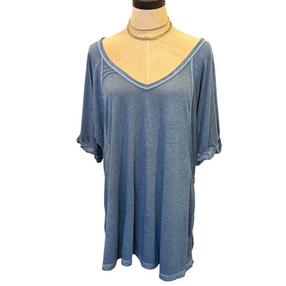 Free People Tops - FREE PEOPLE We The Free Blue Oversized Loose Fit Tee T-Shirt size L